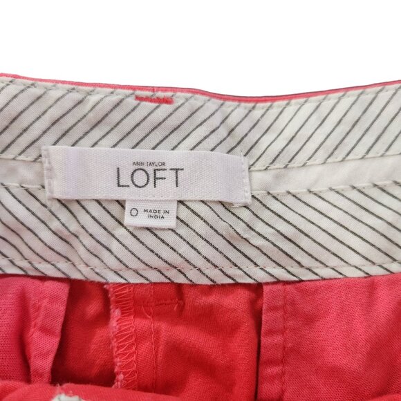 LOFT Shorts Women's Size 0 The Rivera Low Rise Chino Slash Pocket Pink Inseam 6" - Picture 5 of 7